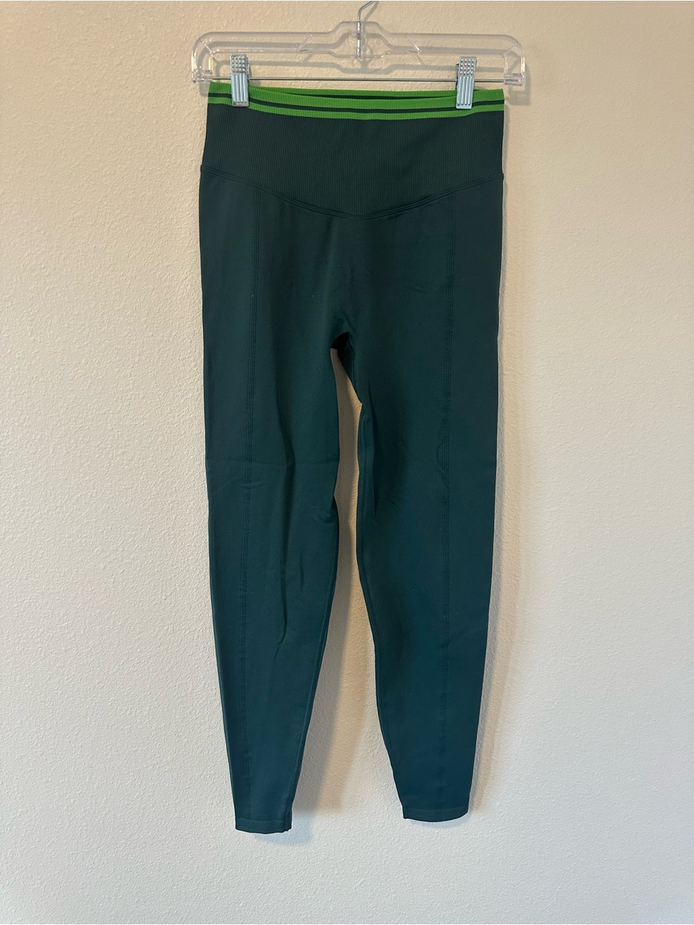 Victorias Secret PINK High-Waist Emerald Green Leggings with Contrast Waistband